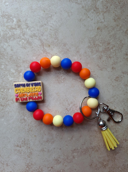 Silicone beaded wristlet keychain / fall Thanksgiving beaded wristlet turkey keychain / pumpkin bag accessories key chain gift