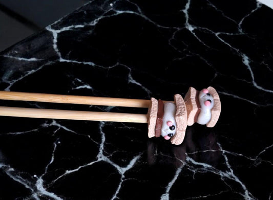 Set of 2 cute smore knitting needles / polymer clay knitting needles / decorative camping knitting needles accessory