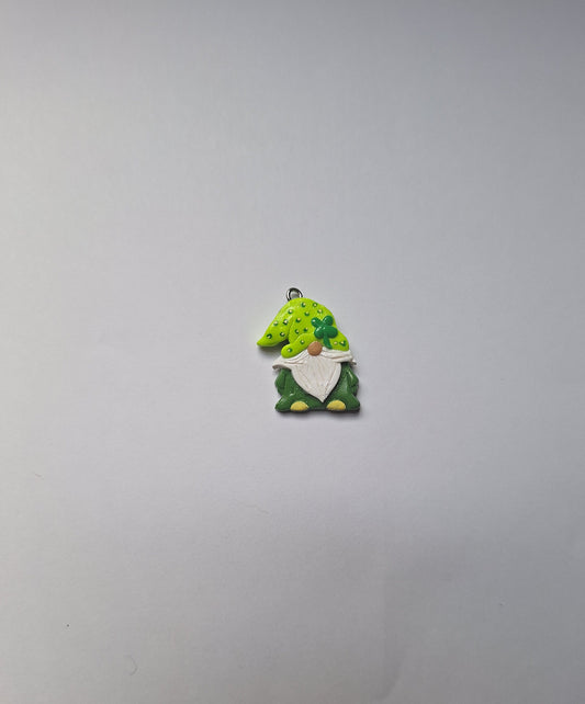 Kawaii green clover gnome charms / polymer clay st patricks day gnome charms / leprechaun gnome charms stitch marker progress keeper