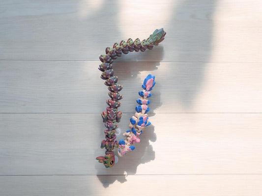 3D articulated rainbow rubikuro dragon straw cap / 3d printed baby rubikuro dragon animals / dragon straw topper cover Fidget figurines