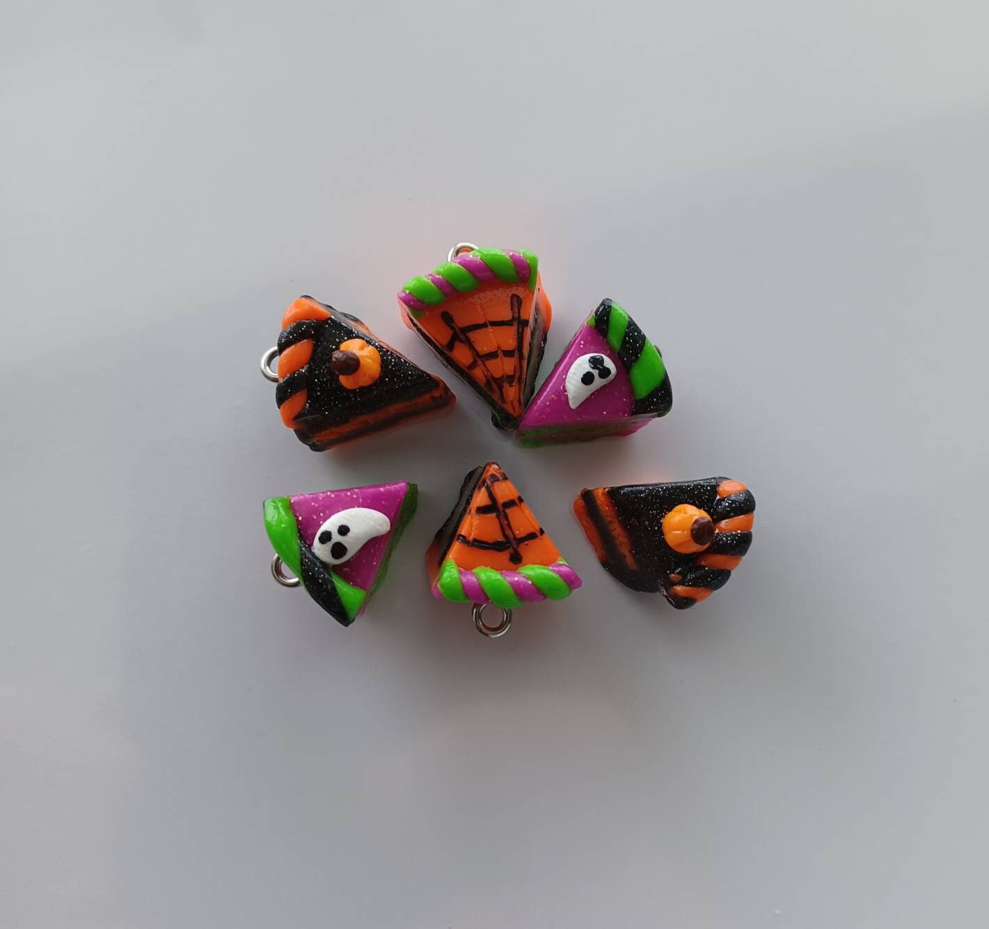 Kawaii cake dessert charm set / birthday charms / clay Thanksgiving charms / Halloween jewelry charms / kawaii food / cake charms