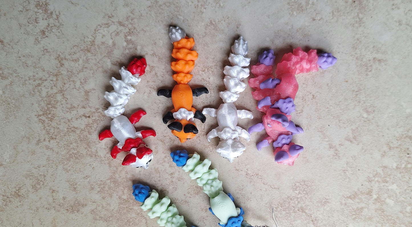 3D articulated *more colors available* orange fox tumbler charm buddy / 3d printed animals tumbler handle charms Fidget kitsune colorful