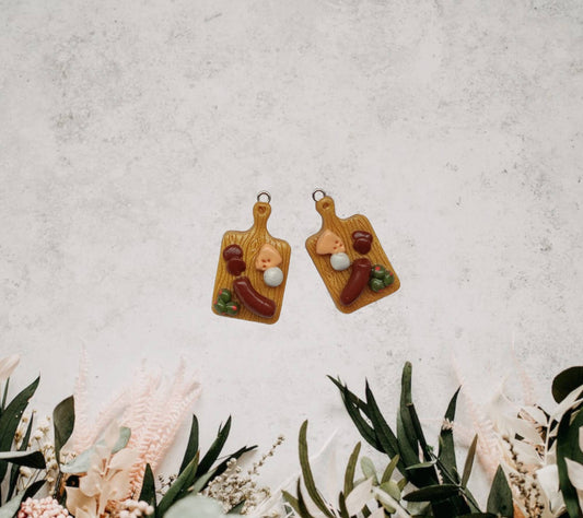 Kawaii charcuterie board food charms / polymer clay cheese sausage olive charms / kawaii food charms / kawaii food jewelry