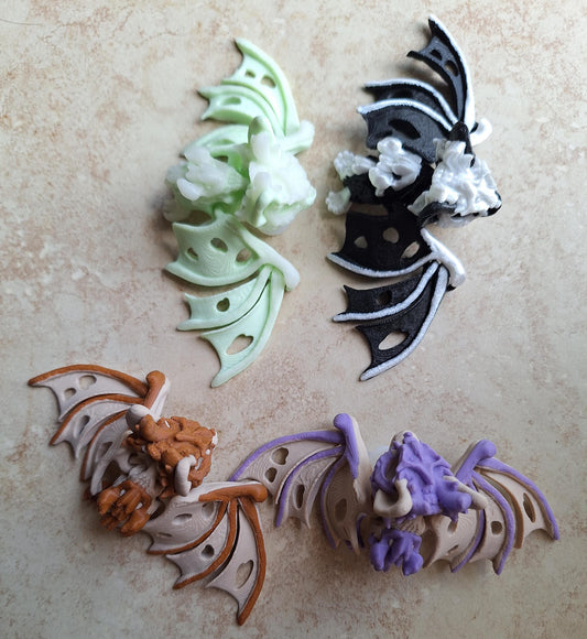 3D articulated hollow bat halloween animal / 3d printed black bat animals / 3d print bone bat knick knack Fidget figurines glow