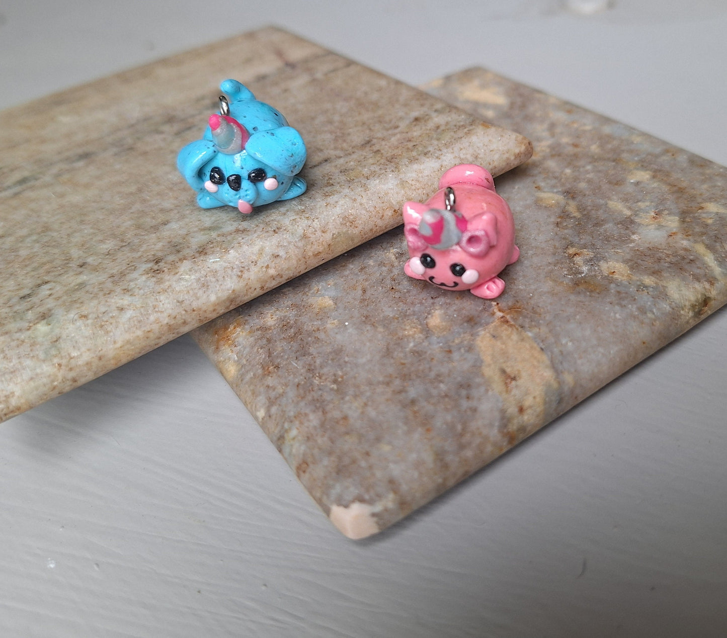 Kawaii clay cat dog unicorn charms jewelry stitch marker progress keeper notions