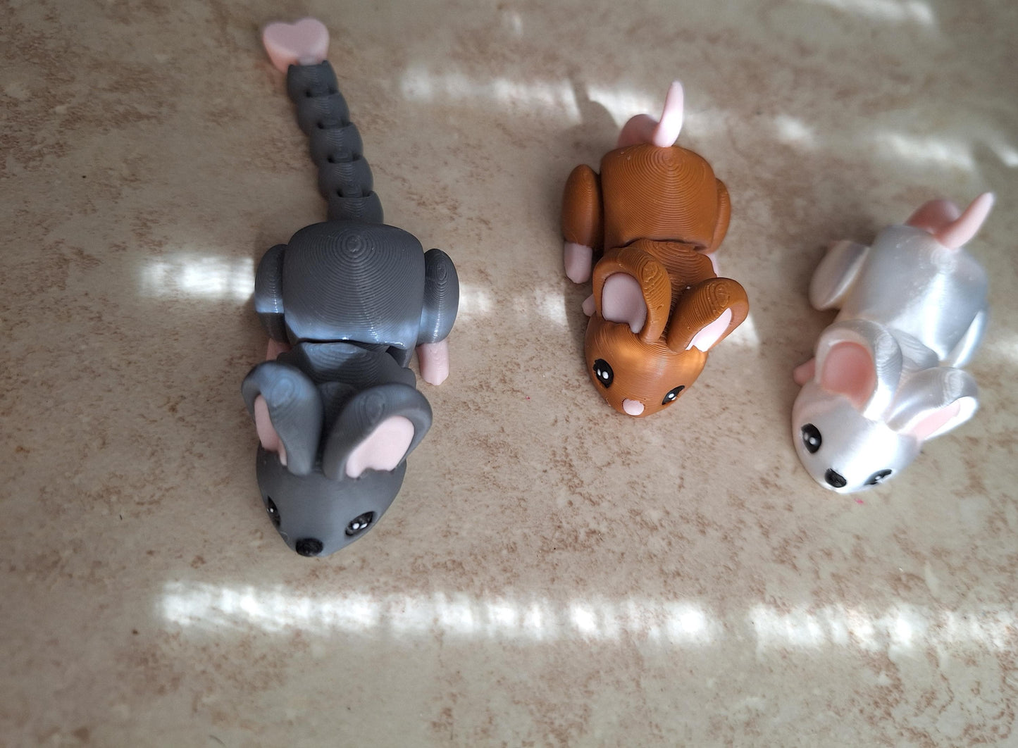 3D articulated mouse / 3d printed mice tea pot cup set / 3d printed animals mouse keychain figurine knick knack Fidget