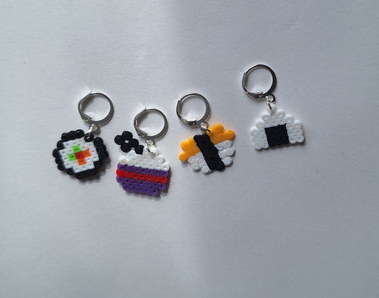 Stitch markers set 4 sushi bundle / maki nigiri rice bowl rice ball chopstick perler bead set of 4 sushi cutie progress keeper pixel style