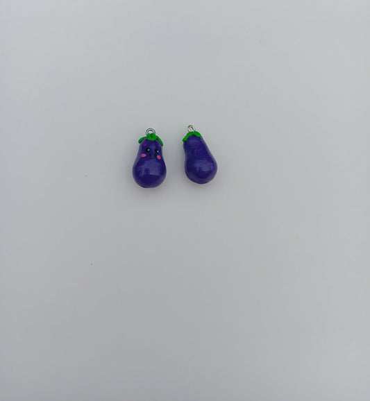 Kawaii eggplant charms / polymer clay egg plant charms / kawaii food charms / kawaii food jewelry stitch marker / clay veggie charms