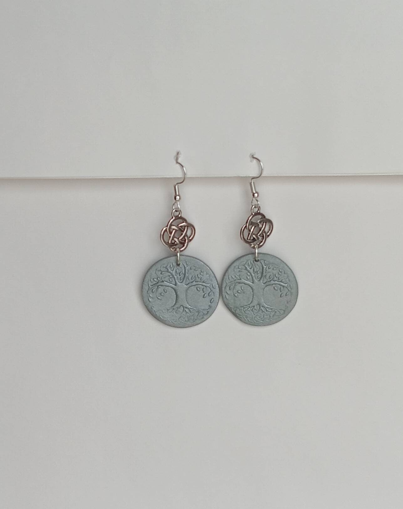 Celtic tree of life earrings / polymer clay celtic dangle earrings / kawaii celtic jewelry / tree of life earrings
