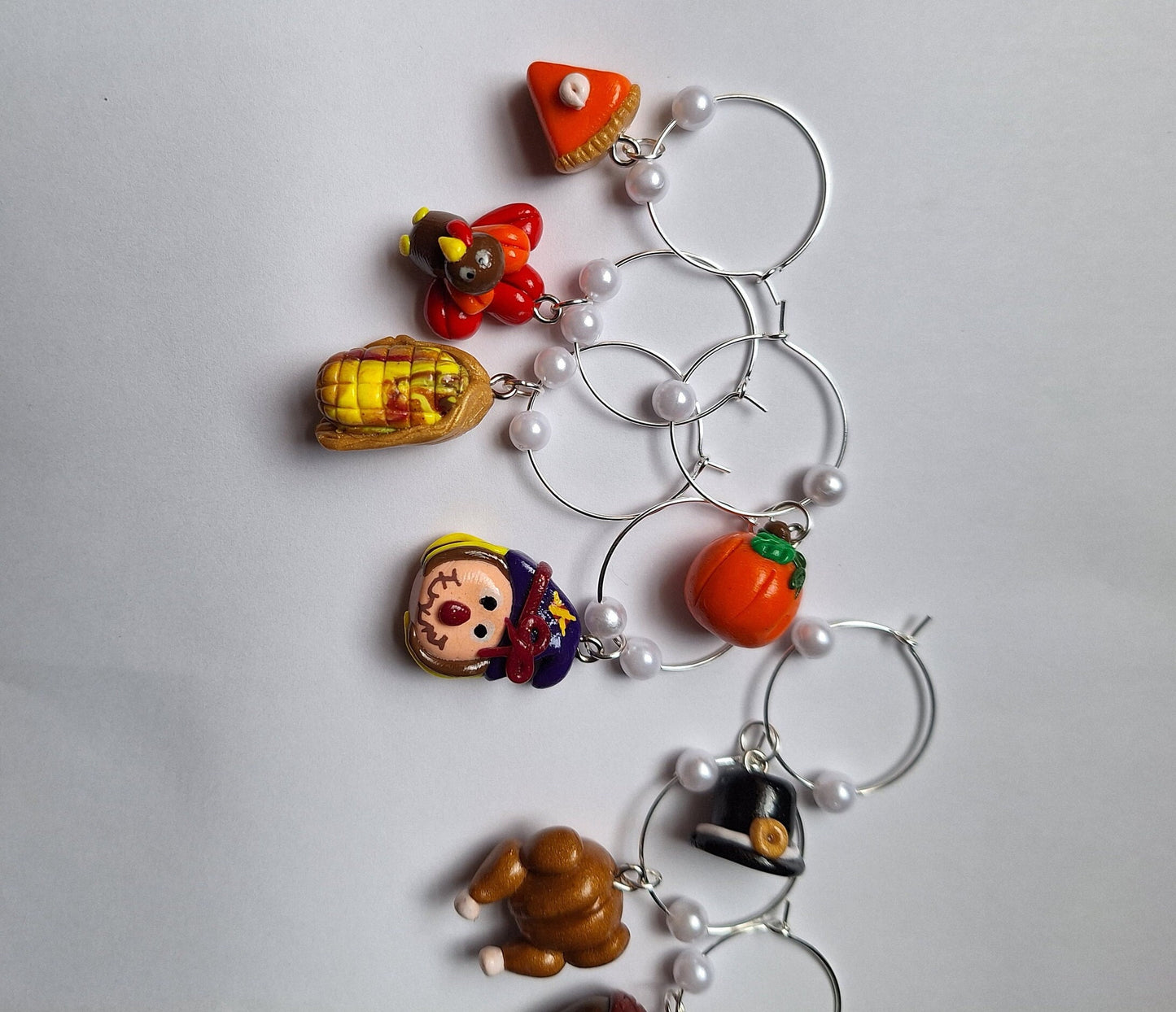 Set of 8 fall wine charms holiday wine charms / Thanksgiving wine charms / set of 8 polymer clay wine charms / fall thanksgiving wine charms