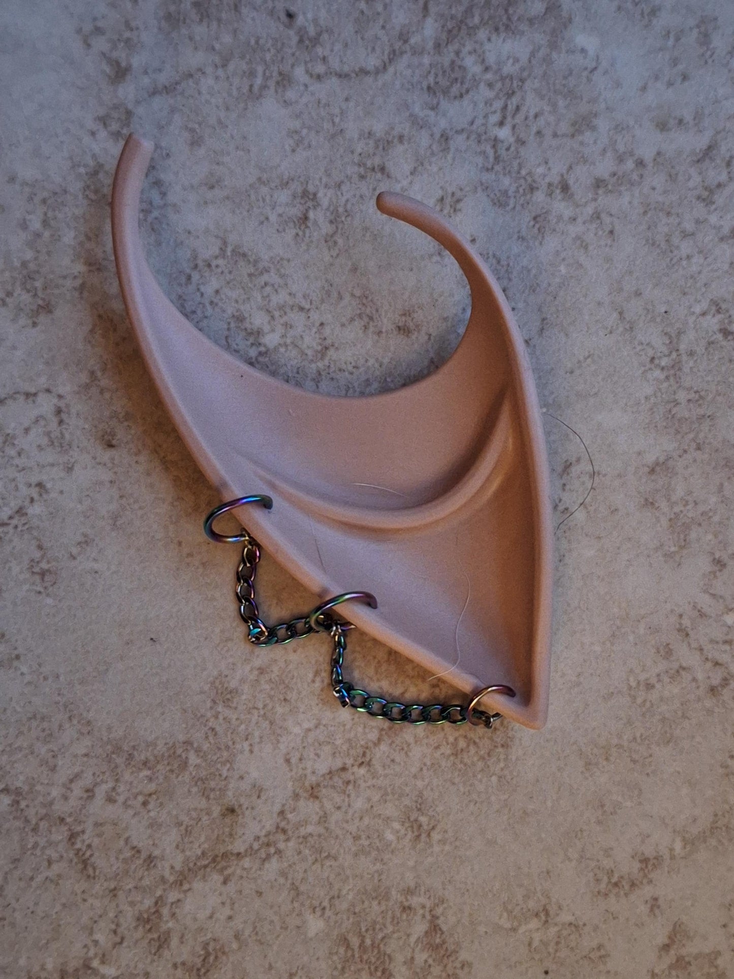 Multicolor rainbow hoop chain rubber fairy pixie elf ears / halloween costume accessory cosplay elf ears / painted elf ears with earrings