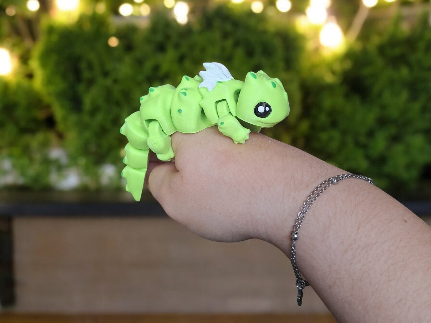 3D articulated dragon salamander / 3d printed green dramander / 3d printed animals lizard figurine knick knack Fidget