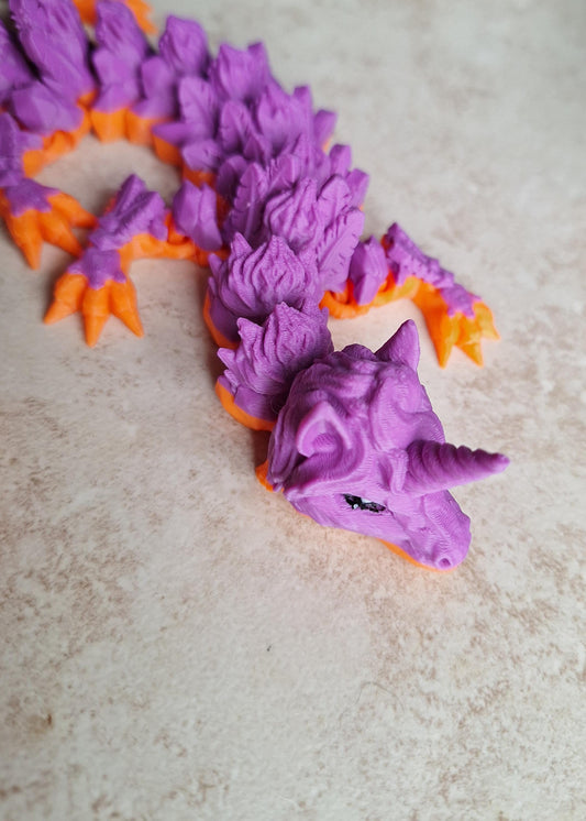 3D articulated alicorn dragon / 3d printed dragon animals / purple orange alicorn dragon knick knack Fidget figurines alligator unicorn