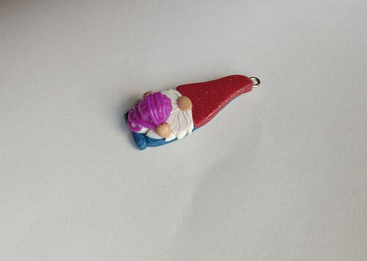 Kawaii yarn gnome charms / polymer clay garden gnome charms / gnome with ball of yarn charms / knitting gnome charms stitch marker