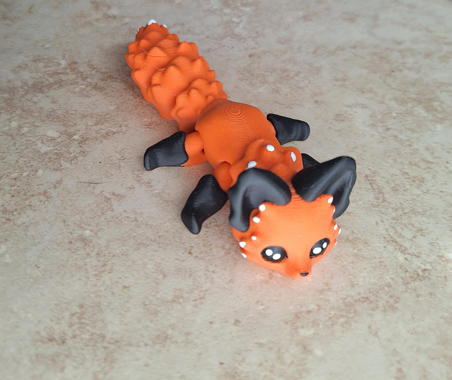 3D articulated orange fox / 3d printed orange black fox / 3d printed animals figurine knick knack Fidget