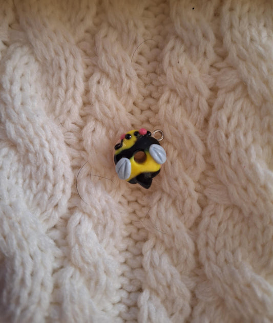 Polymer clay bumble bee charms / polymer clay honey bee charms / kawaii donut animal charm stitchmarker progress keeper notions