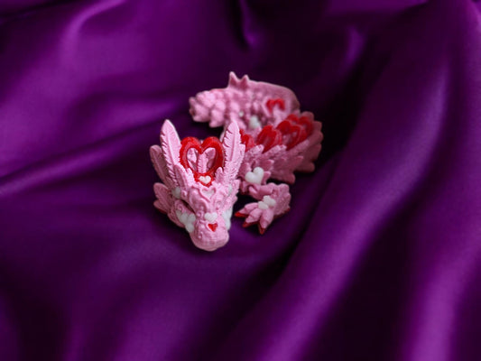 3D articulated pink red lightheart dragon / 3d printed dragon animals / heart love dragon knick knack Fidget figurines