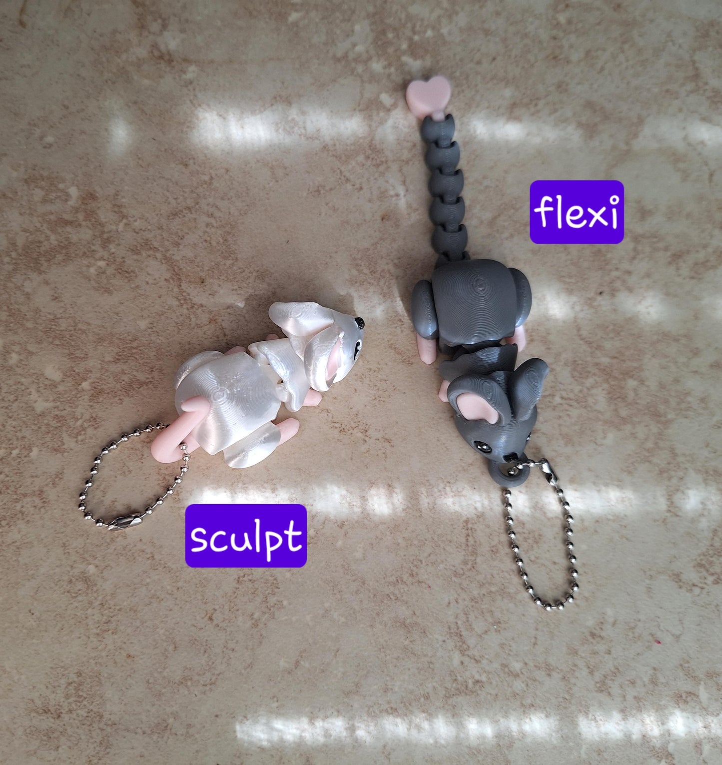 3D articulated mouse / 3d printed mice tea pot cup set / 3d printed animals mouse keychain figurine knick knack Fidget
