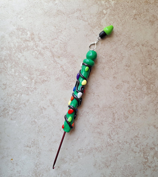 Polymer clay christmas lights colorful crochet hook