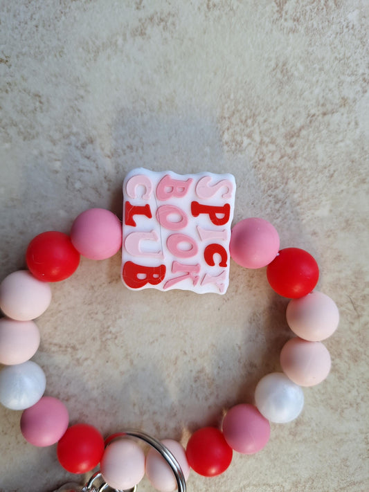 Silicone beaded wristlet keychain spicy book club silicone beaded wristlet keychain / book worm bag accessories key chain