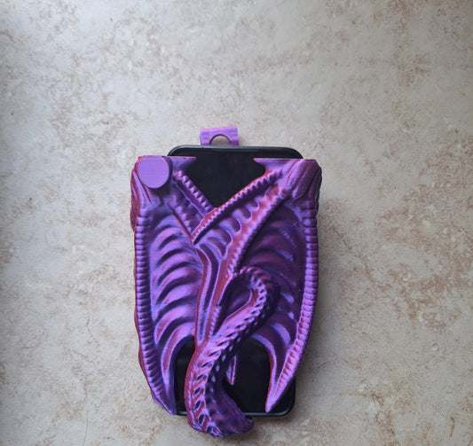 3D printed phone case w/ carabiner metallic 2tone dragon / 3d printed dragon wing phone holder / 3d printed animals figurine knick knack