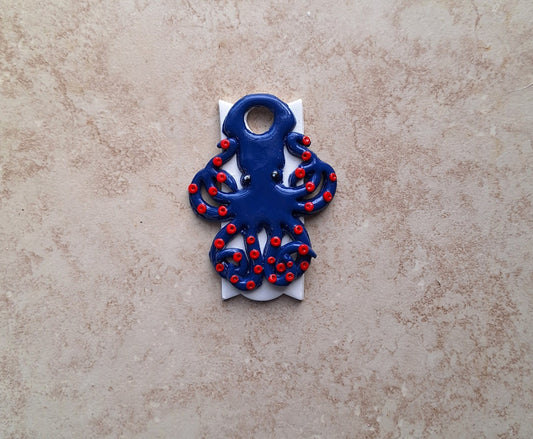 Polymer clay straw tag tumbler topper / clay tumbler accessories / octopus tumbler topper straw tag beach nautical tumbler accessories