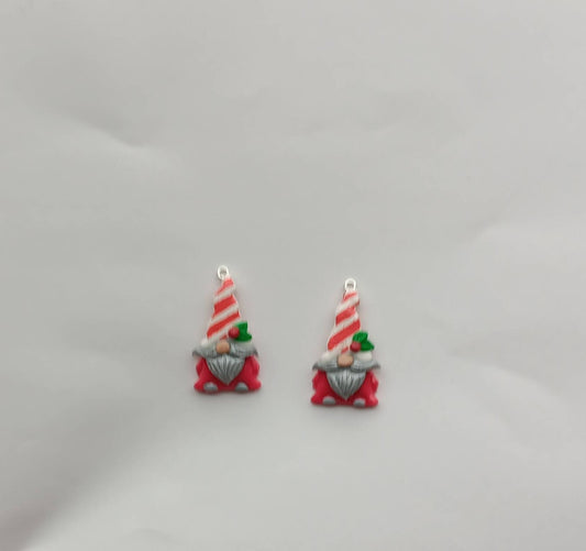 Kawaii christmas candy cane gnome charms / polymer clay gnome charms / kawaii christmas holiday charms / gnome charms