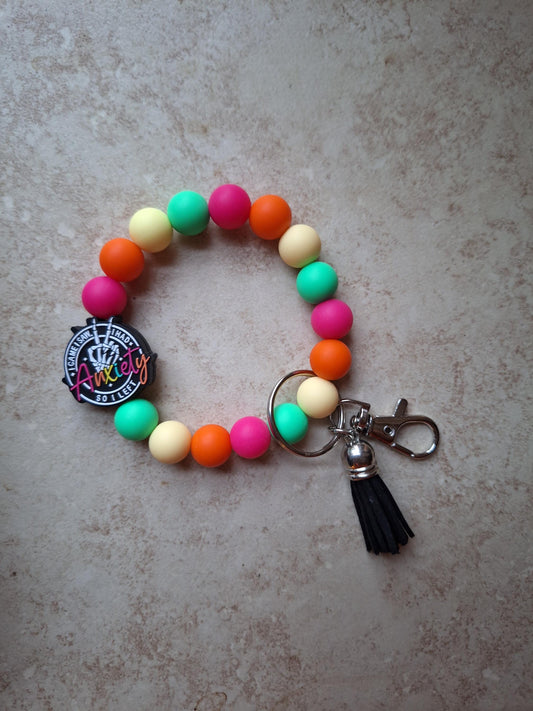Silicone beaded wristlet keychain I came I saw I had anxiety i left / silicone beaded wristlet keychain / bag accessories key chain gift