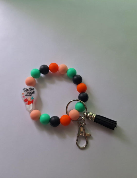 Silicone beaded wristlet keychain / be the light cross silicone beaded wristlet keychain / religious faith bag accessories key chain