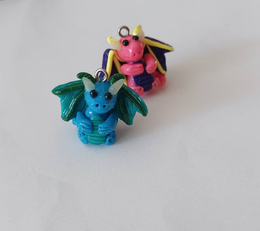 Polymer clay dragon animal charms jewelry stitch marker progress keeper notions