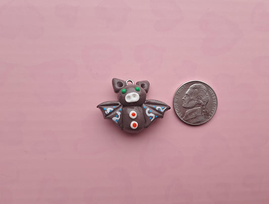 Kawaii clay gingerbread bat charm / polymer clay holiday charms / clay charm jewelry / christmas bat charm stitch marker progress keeper