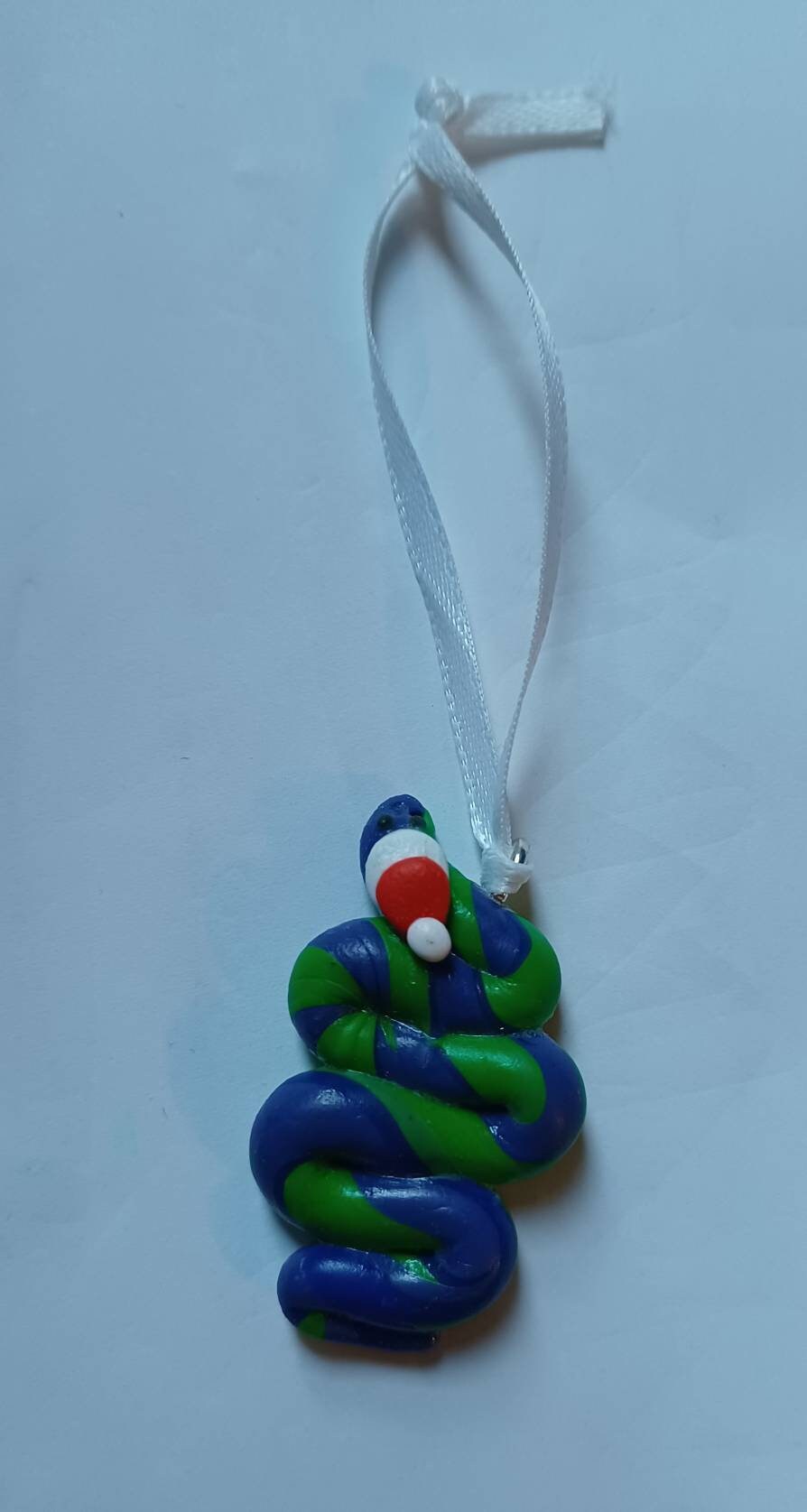Christmas snake ornament / Santa snake ornament / polymer clay christmas ornament / polymer clay snake ornament