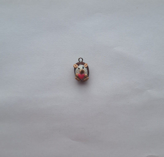 Kawaii clay heart hedgehog charms / polymer clay hedge hog pet charms / kawaii animal charms / porcupine jewelry charm stitch marker