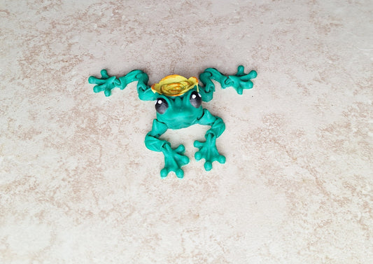3D articulated yellow flower rose frog / 3d printed turtle animals / floral rose frog knick knack Fidget figurines