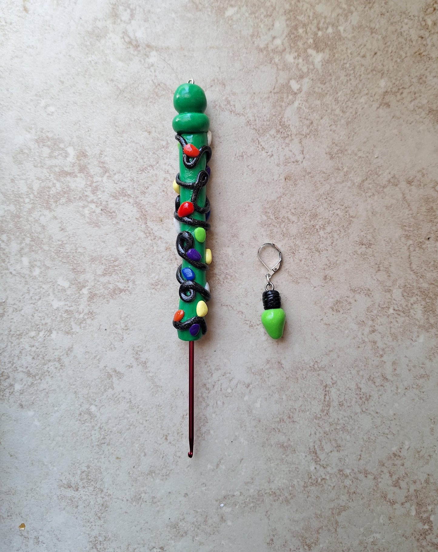 Polymer clay christmas lights colorful crochet hook