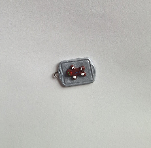 Kawaii gingerbread man cookie baking tray charms / polymer clay cookie charms / kawaii food charm food jewelry charm stitch marker