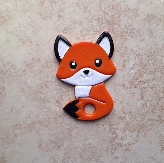 Polymer clay straw tag for stanley tumbler topper / clay tumbler accessories / fall fox tumbler topper tag / orange fox tumbler accessories