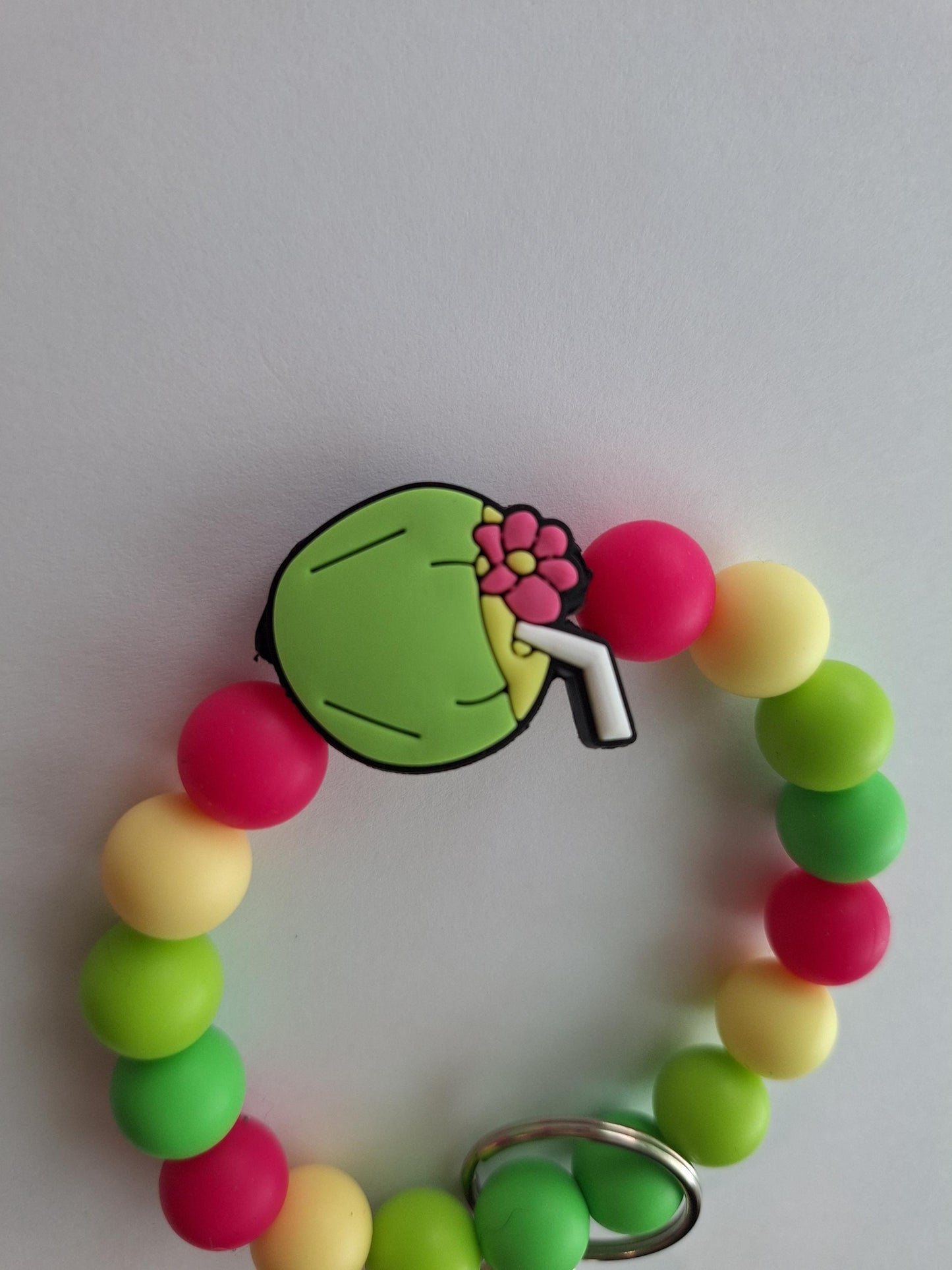 Silicone beaded wristlet keychain cute tropical drink coconut silicone beaded wristlet keychain / kawaii coconut bag accessories key chain