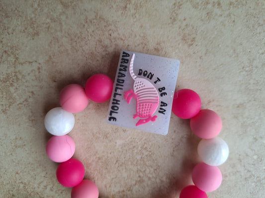 Silicone beaded wristlet don't be an armadillhole attitude silicone beaded wristlet keychain / armadillo bag accessories key chain gift