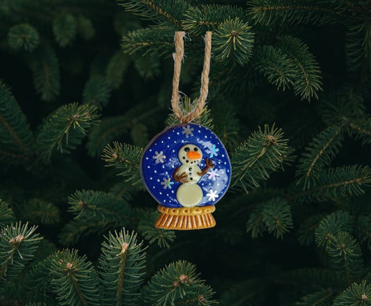 Christmas snowglobe ornament / snow globe ornament / polymer clay snowman ornament / polymer clay christmas ornament