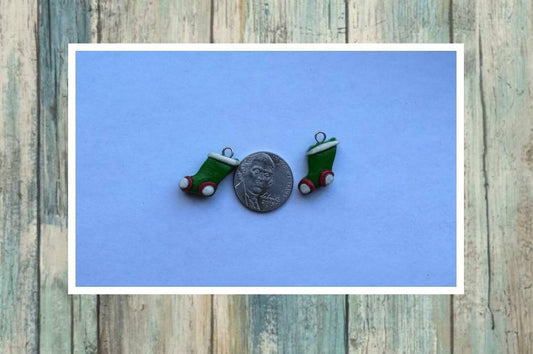 Kawaii Christmas stocking charms / polymer clay stocking charms / kawaii holiday jewelry / kawaii holiday charms