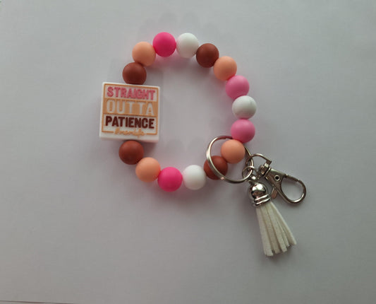 Silicone beaded wristlet keychain / #momlife silicone beaded wristlet keychain / straight outta patience bag accessories key chain