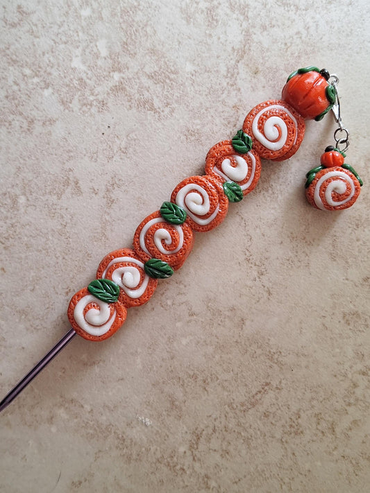 Polymer clay autumn pumpkin roll dessert food crochet hook