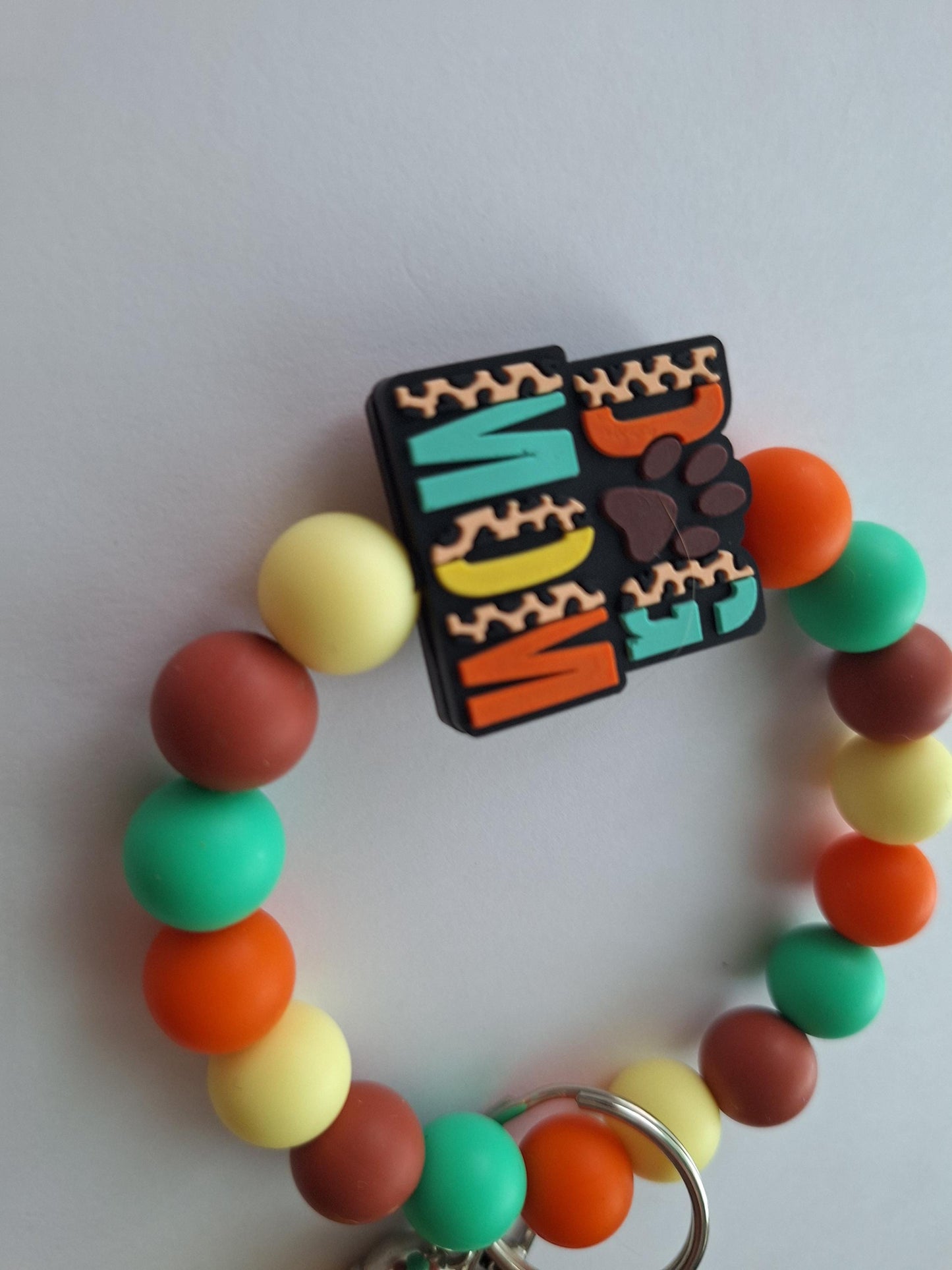 Silicone beaded wristlet keychain leopard print / dog mom silicone beaded wristlet dog mom keychain / dog mom bag accessories key chain gift