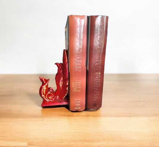 3D printed red orange phoenix bookends / phoenix bird book ends / 3d printed animal Home decor