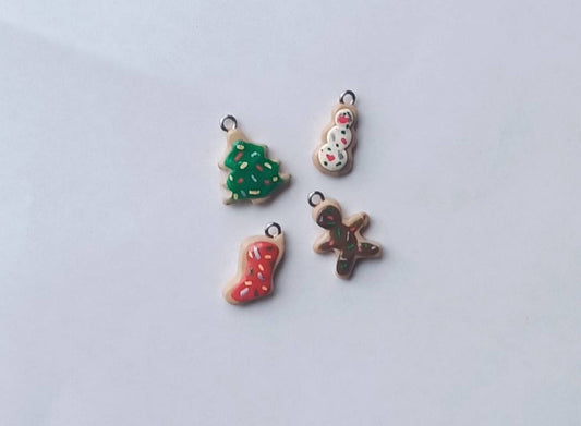 Kawaii Christmas sugar cookie charms / polymer clay cookie charms / kawaii food charms / kawaii food jewelry / Christmas charms