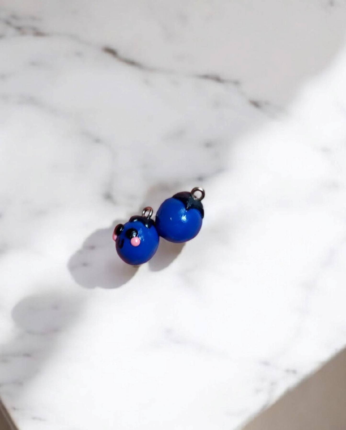 Polymer clay blueberry charms / cute kawaii clay blueberry food charms jewelry stitch marker progress keeper notions