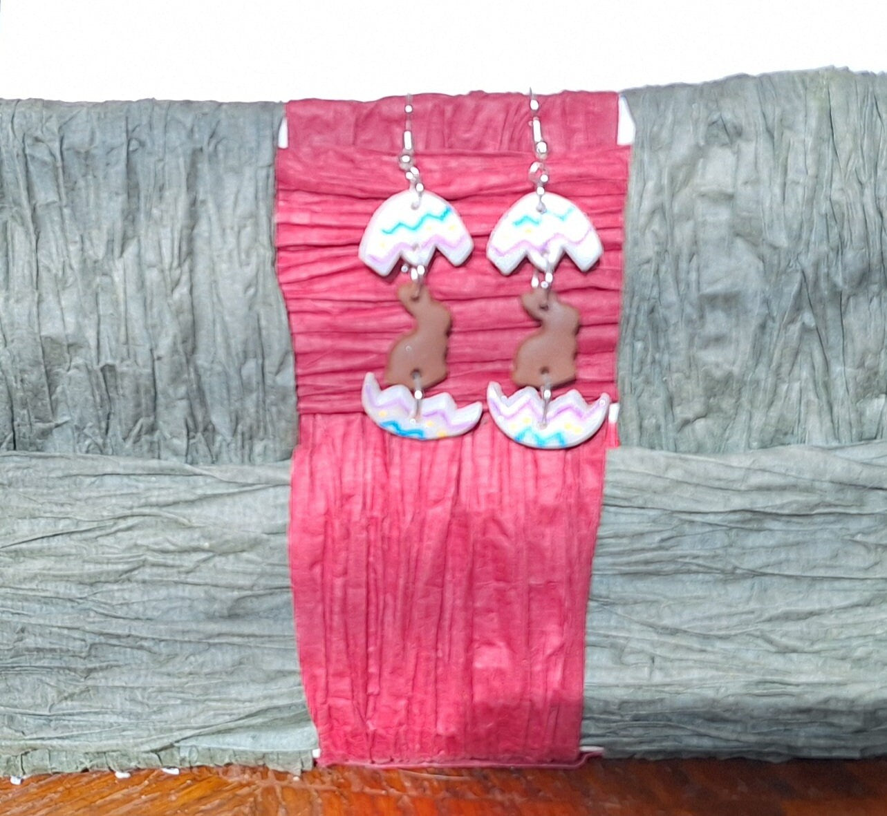 Kawaii clay easter egg chocolate bunny earrings / polymer clay spring summer dangle earrings / clay easter earrings jewelry easter egg