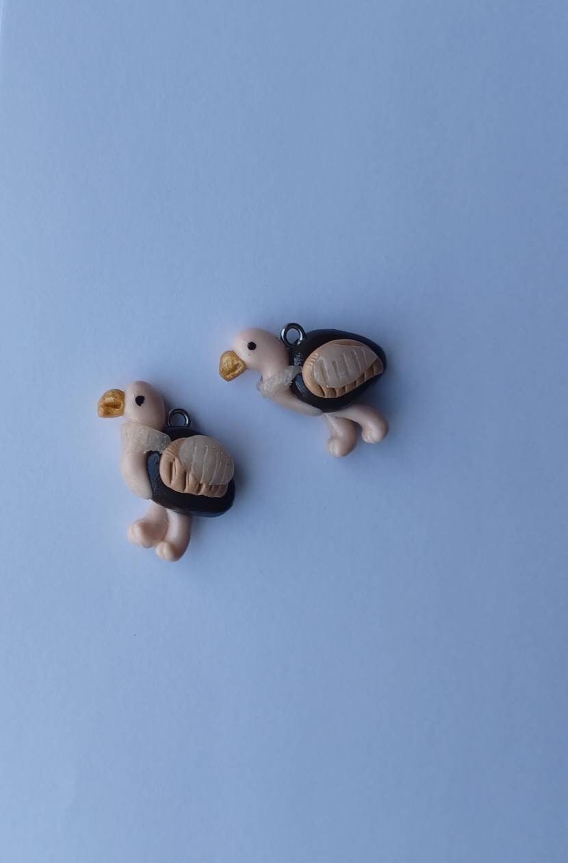 Kawaii ostrich charms / polymer clay ostrich emu charms / kawaii animal charms / kawaii ostrich emu bird jewelry
