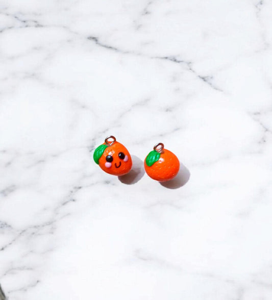 Polymer clay orange fruit charms / cute kawaii clay fruit orange charms food jewelry stitch marker progress keeper notions